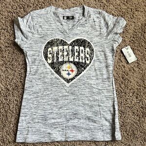 NEW Girls reversible sequin Pittsburgh Steelers Football tshirt size 10-12